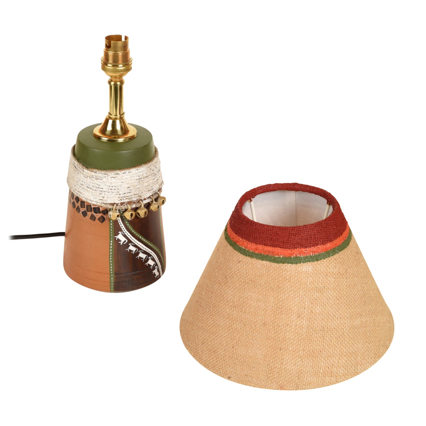 Hand Knitted Earthen Lamp with Jute Shade (16x4.5)