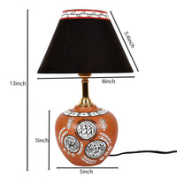 Table Lamp Terracotta Earthen Handcrafted with Black Shade (8.5x5