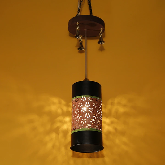 Celo-1 Cylindrical Metal Pendant Lamp In Orange