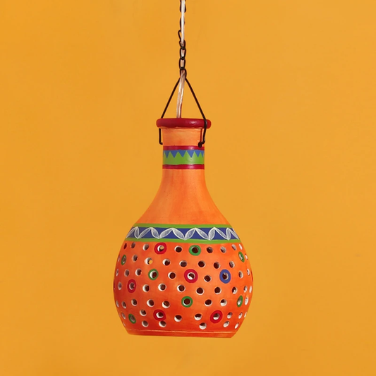 Ruso-E Terracotta Pendant Lamp in Gilded Orange
