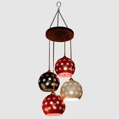 Star-4 Chandelier With Dome Shaped Metal Hanging Lamps (4 Shades)
