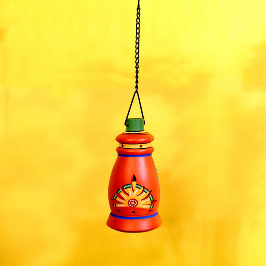 Aakriti Art Creations Terracotta Handpainted Hanging Tea light Holder For Home Decoration