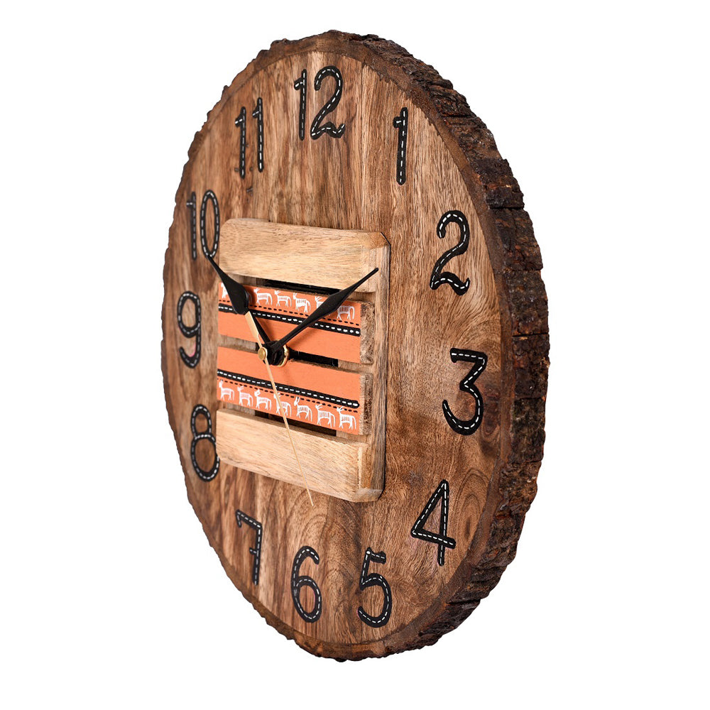 Wall Clock Handcrafted Wooden Log Dial (11x1.5x11")