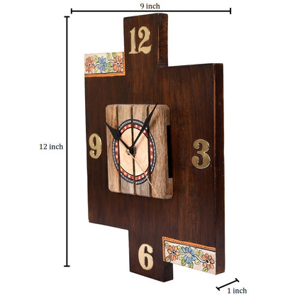 Wall Clock Handcrafted Wooden Tribal Art (9x1.5x12)