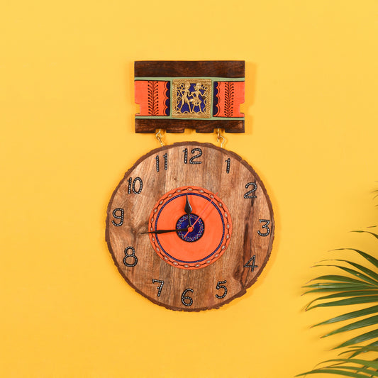 Handcrafted Mango Wood Hanging Wall Clock (11 x 1 in)