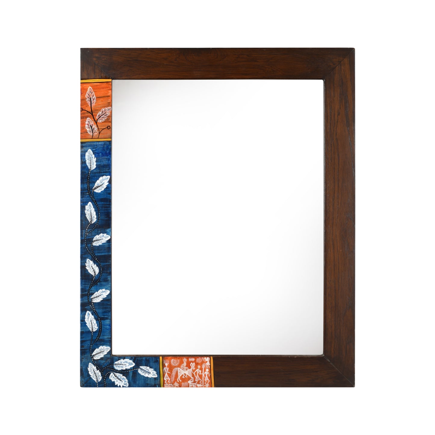 Midnight Blue Rectangular Teakwood Mirror (21x17")
