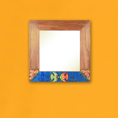 Nemo Rosewood Mirror with Fish Motifs (21x17")