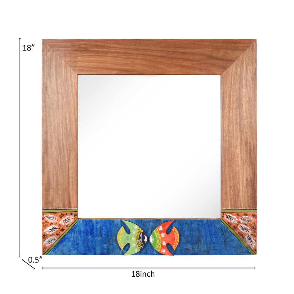 Nemo Rosewood Mirror with Fish Motifs (21x17")