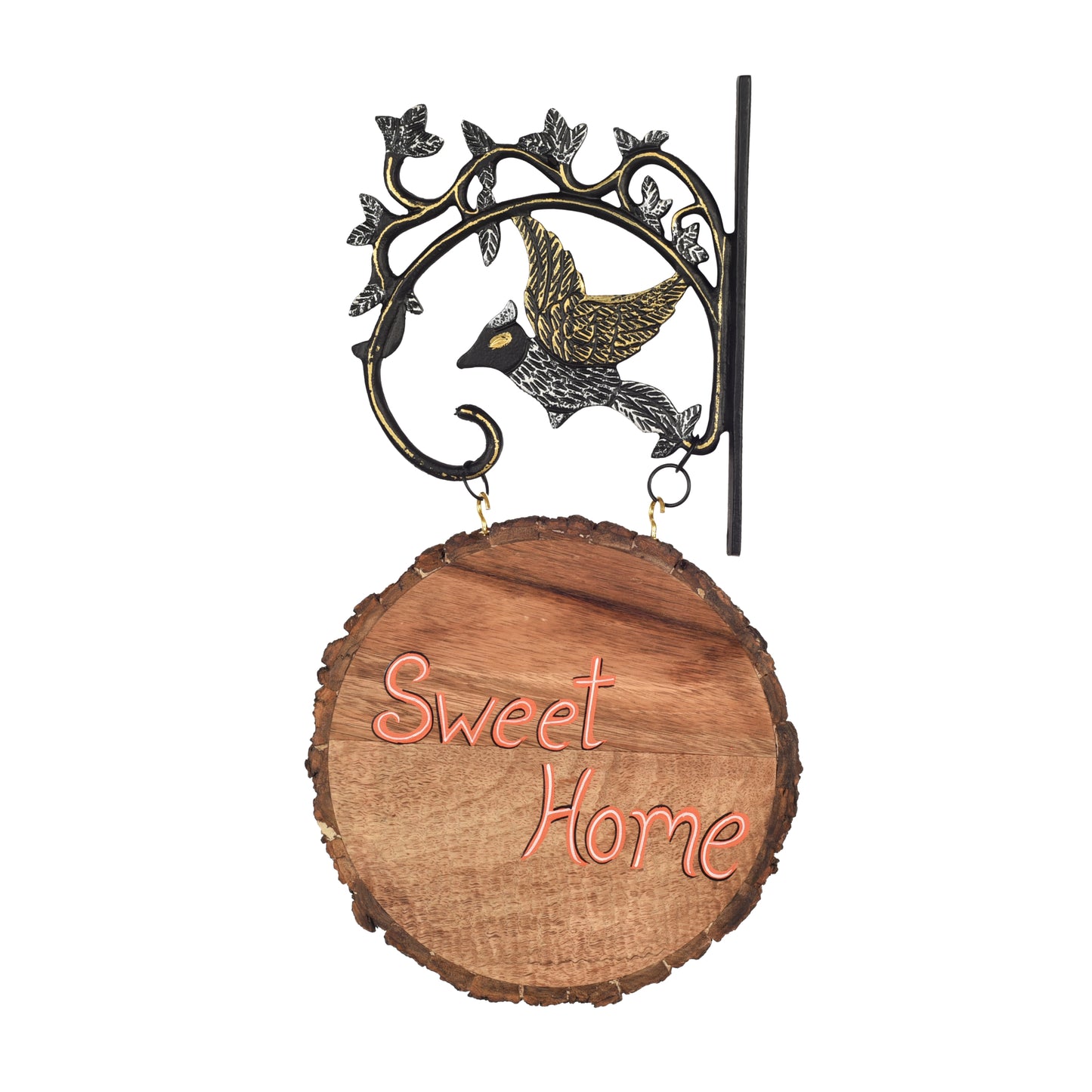 Handcrafted Mango Wood Customizable Name Board with Metal Stand