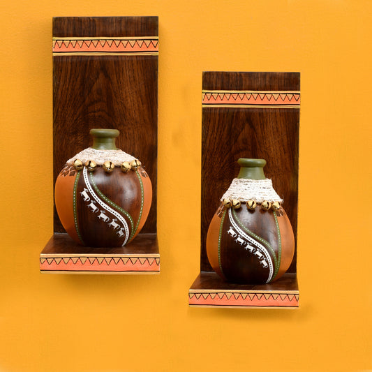 Coco Earthen Vases with Wall Decor Shelves (SO2)