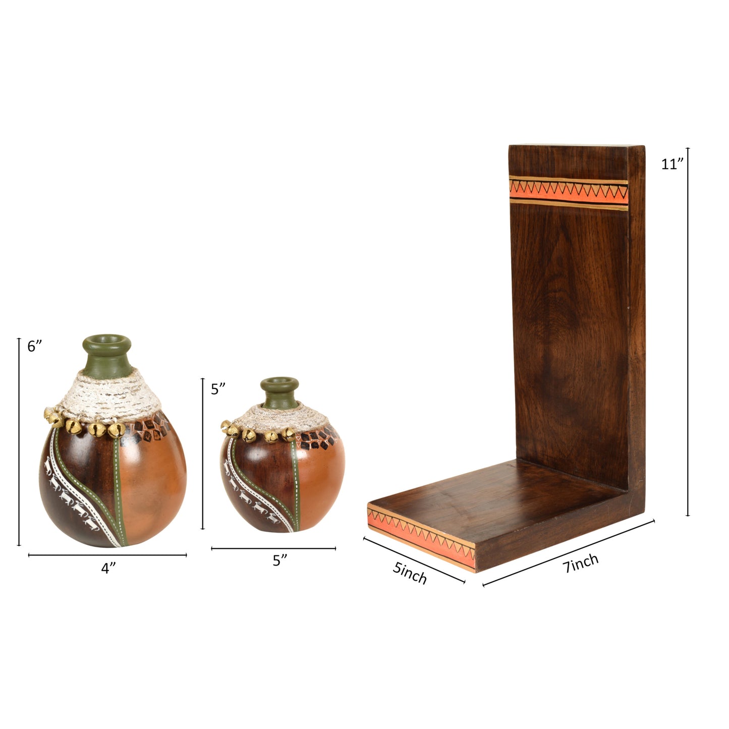 Coco Earthen Vases with Wall Decor Shelves (SO2)