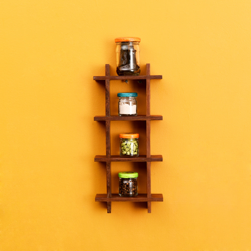 Wall Decor Ladder & 4 Spice Jars (13x2x6)