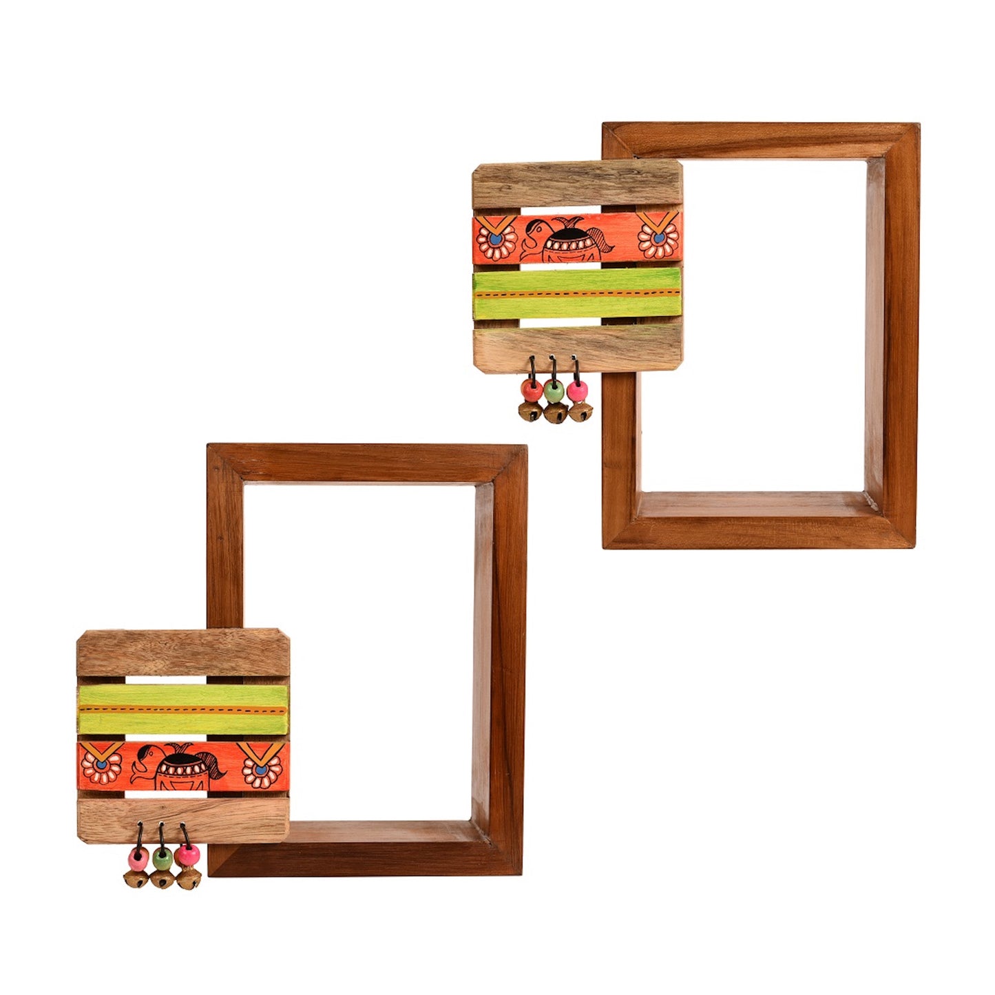 Wall Decor Square Coaster Handcrafted Wooden Shelves (Set of 2) (9x2.7x8)