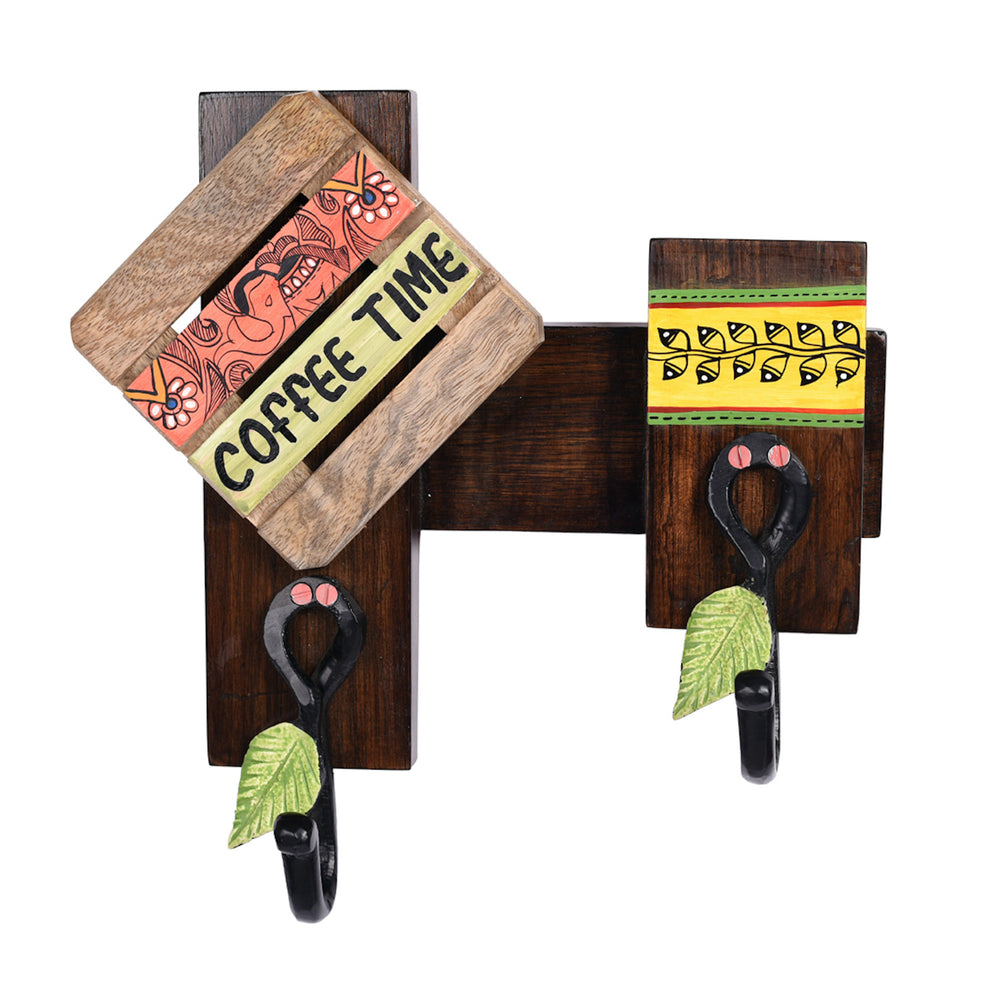 Key/Cup Holder Handcrafted Coffee Time 2 Keys (10x3x10)