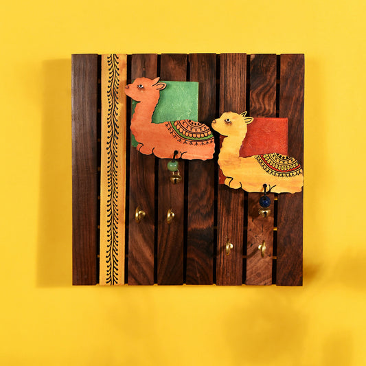 Key Holder Handcrafted Tribal Art Alpaca Theme 4 Keys (8x1.5x8)