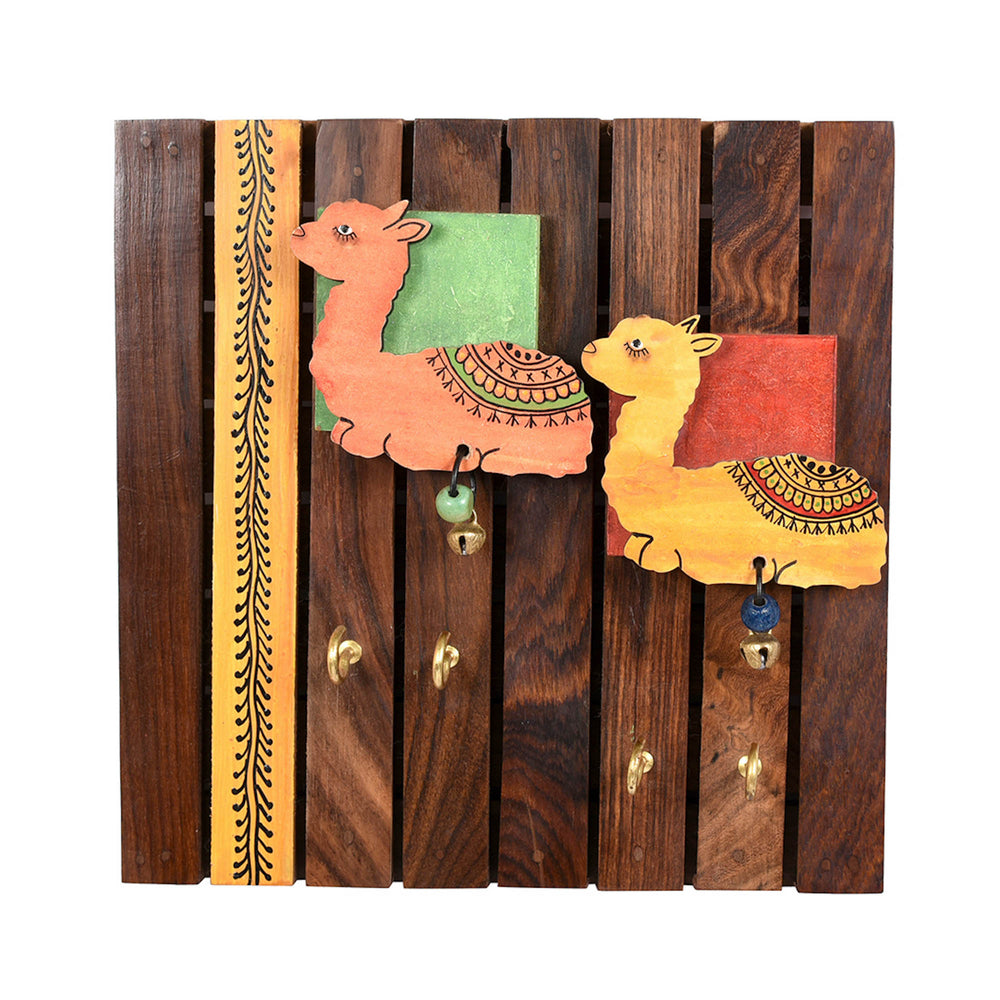 Key Holder Handcrafted Tribal Art Alpaca Theme 4 Keys (8x1.5x8)