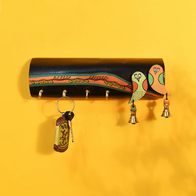 Handcrafted Tribal Art Rose Wood Key Holder (9 x 2 in)