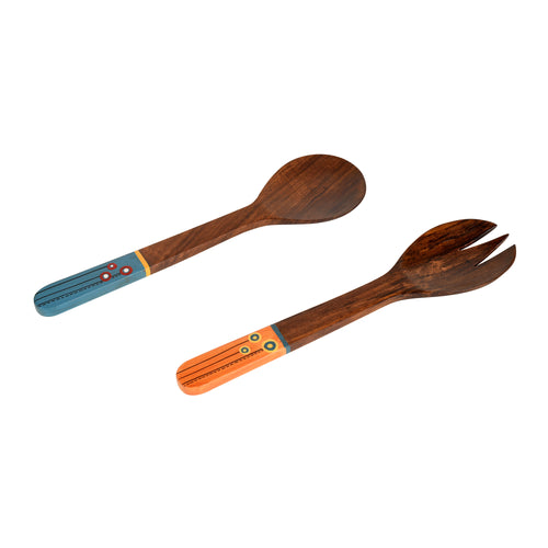 Handcrafted Wooden Spoon and Salad Fork (Set of 2)