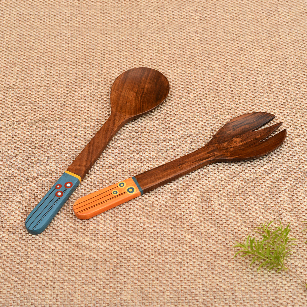 Handcrafted Wooden Spoon and Salad Fork (Set of 2)