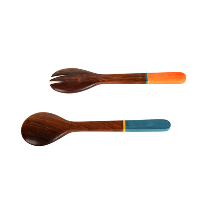 Handcrafted Wooden Spoon and Salad Fork (Set of 2)