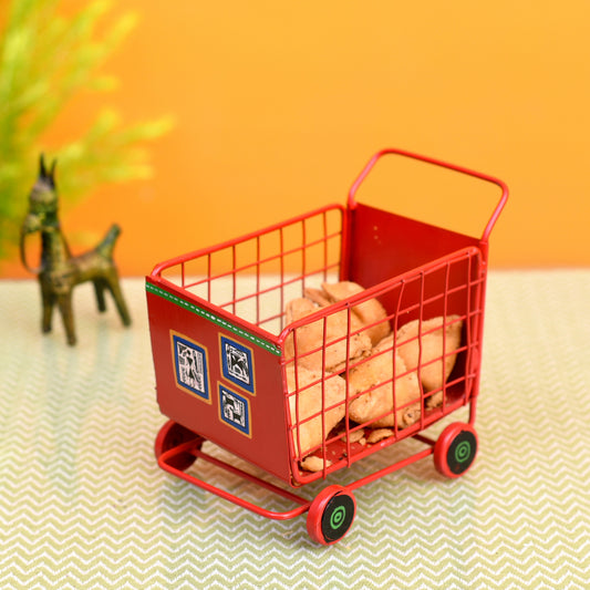 Funky Snacks Serving Trolly in Red Color (6x4.4x5.2)