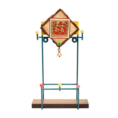 Magazine Stand in Metal adorned with Dhokra Motifs (8.2x4x14.5)