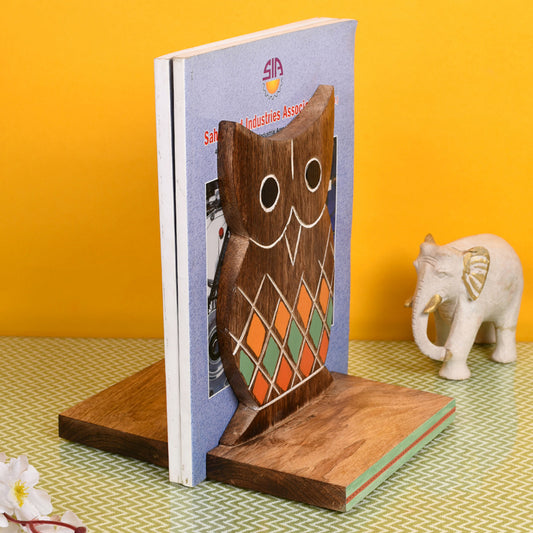 Bookend Handcrafted Wooden Owl (Set of 2) (6.5x4x9.2)