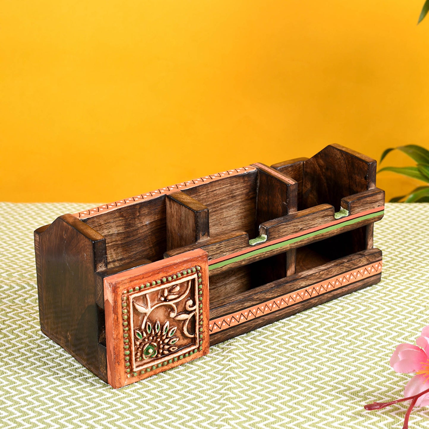 Pen Stand Handcrafted Wooden (10x4x4)