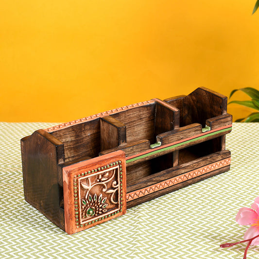 Pen Stand Handcrafted Wooden (10x4x4)