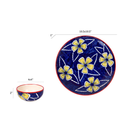 Flowers of Ecstasy Dinner Set of Plates and Bowls, Azure (SO4)