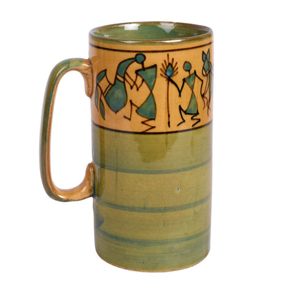 Mug Ceramic Yellow Warli (Set of 2) (5x3.75x3.1)