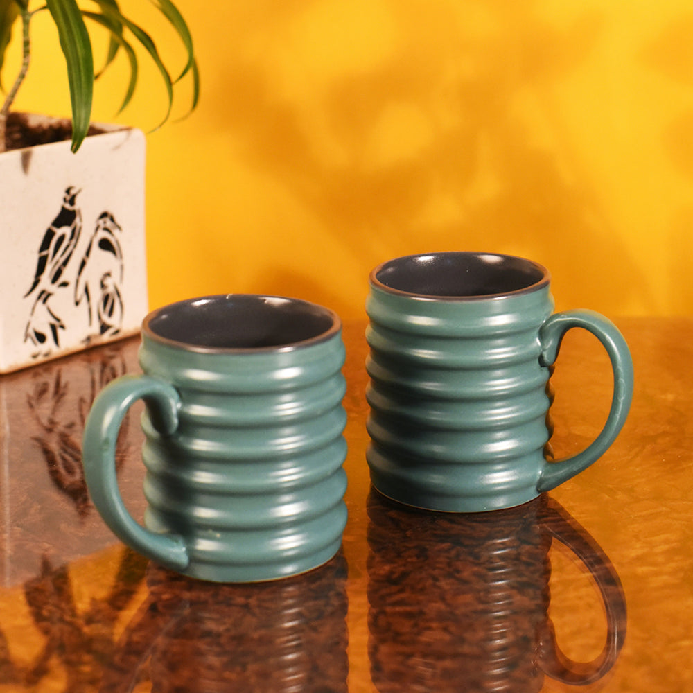 Mug Ceramic Turquoise Green (Set of 2) (4.4x2.7x3.4)