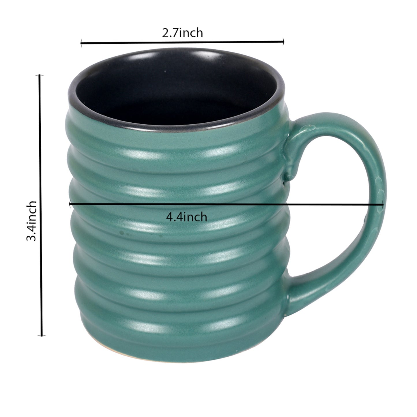 Mug Ceramic Turquoise Green (Set of 2) (4.4x2.7x3.4)