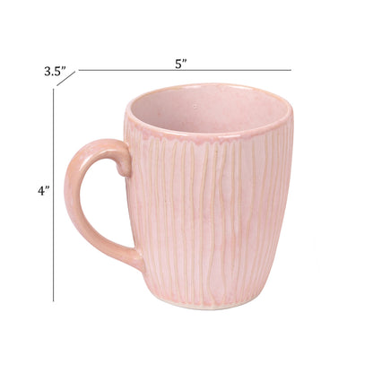 Crinkle Pink Coffee Mugs Set of 4