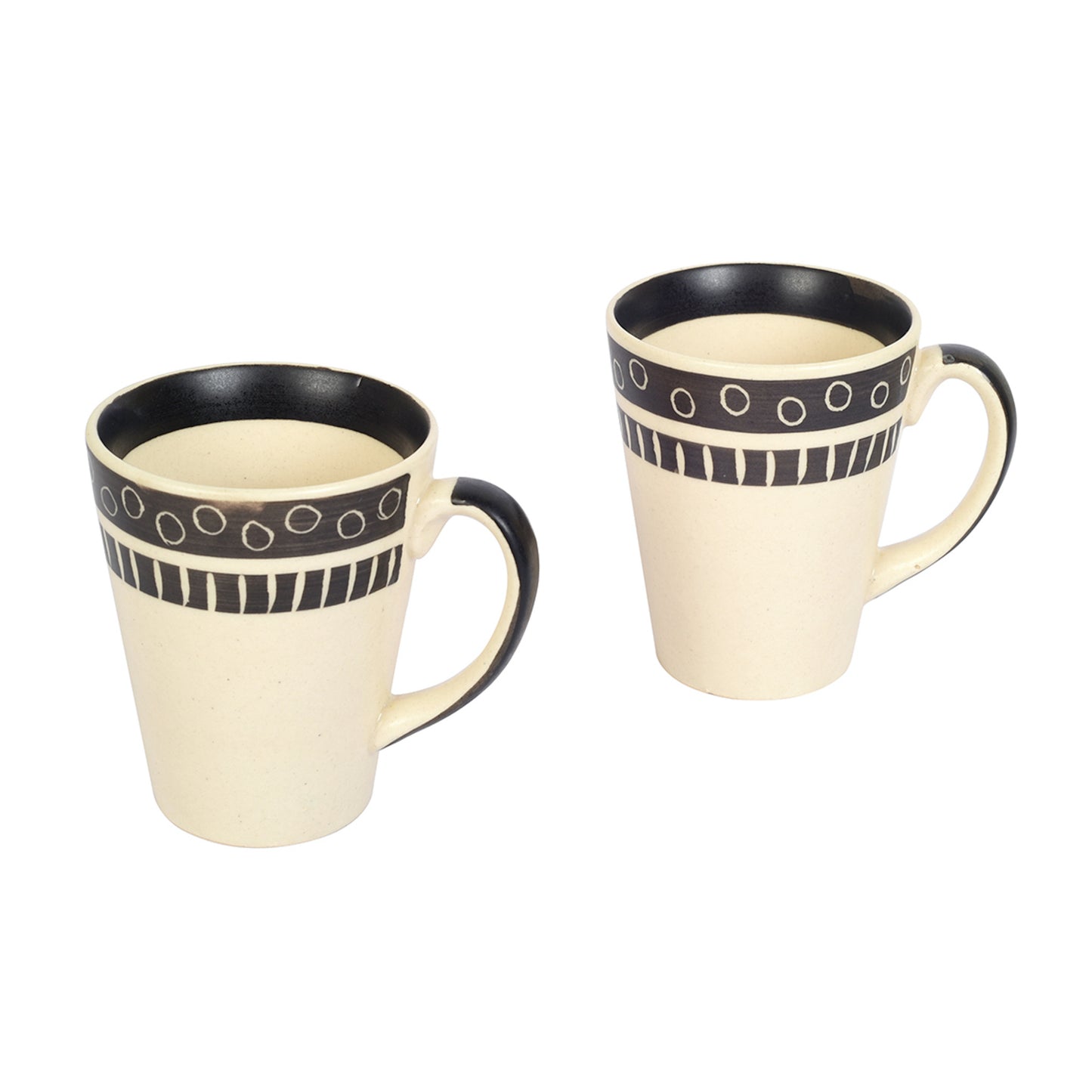 Mug Ceramic Black Polka (Set of 2) (4x3.2x4.1)