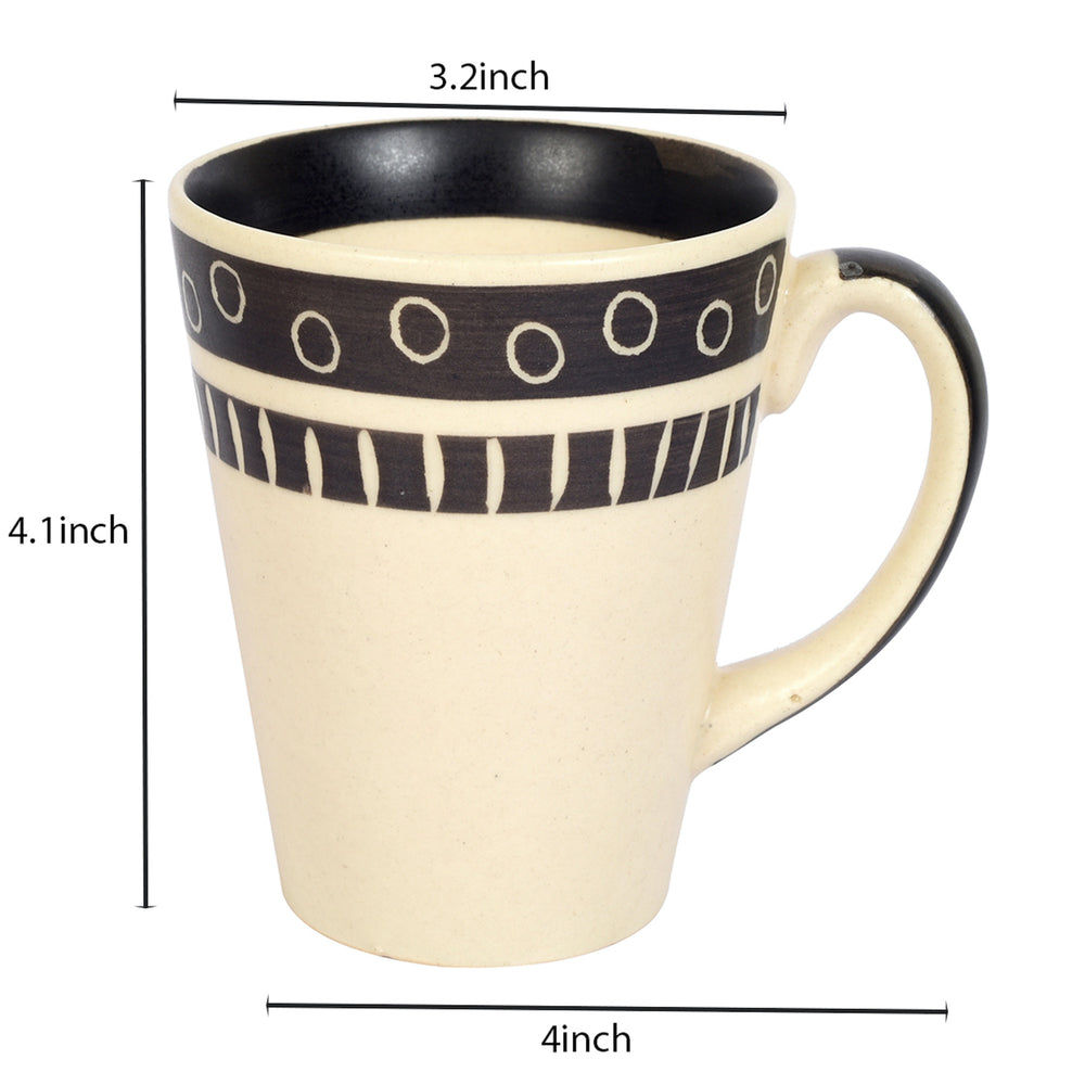 Mug Ceramic Black Polka (Set of 2) (4x3.2x4.1)