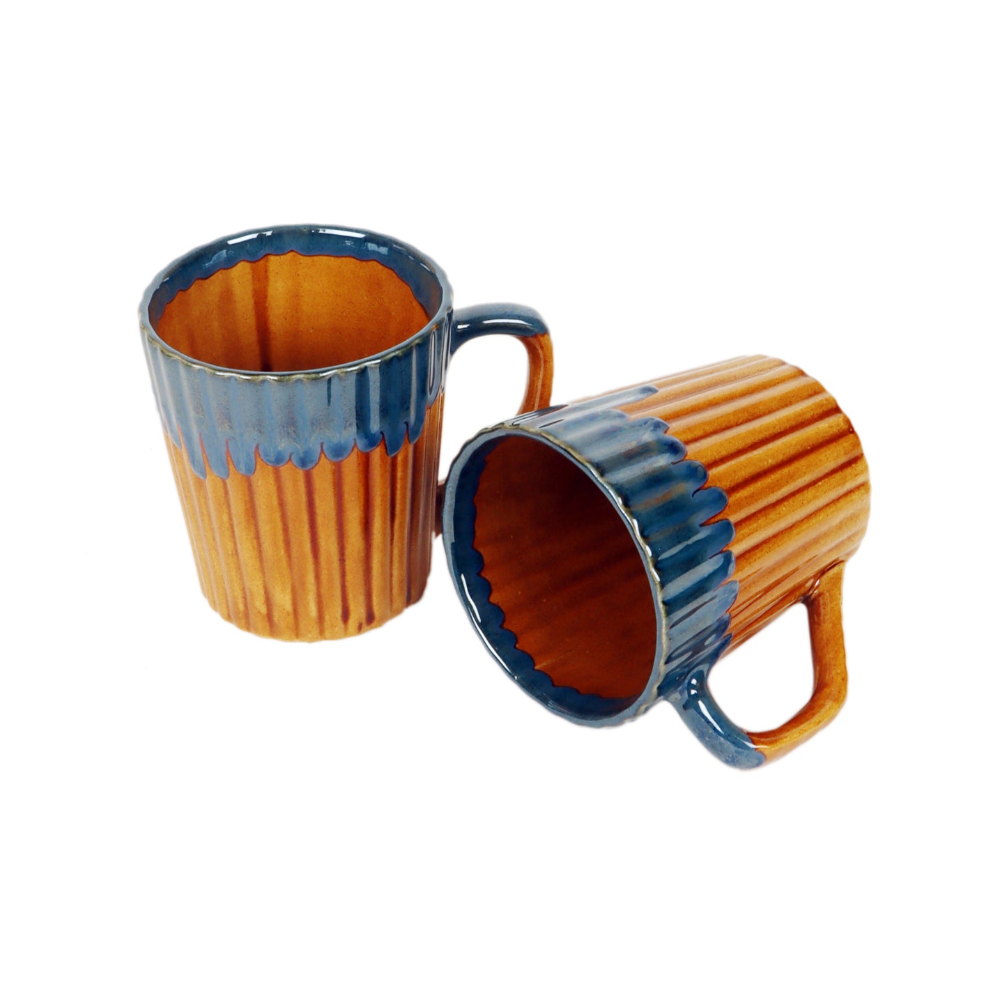Rustic Orange Mugs Set of 2