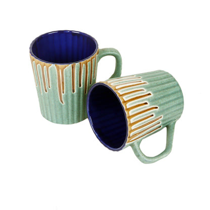 Turquoise Drip Mugs Set of 2