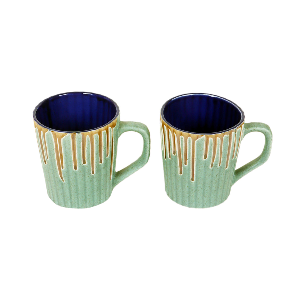 Turquoise Drip Mugs Set of 2