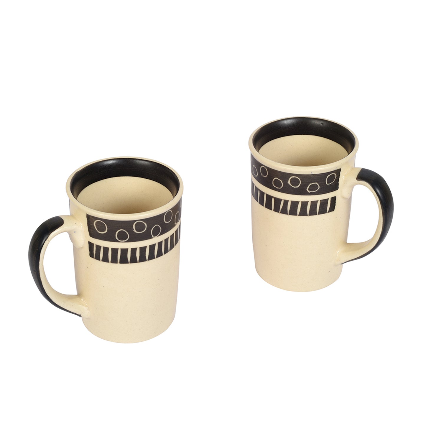 Mug Ceramic Black Polka (Set of 2) (4x3x4)
