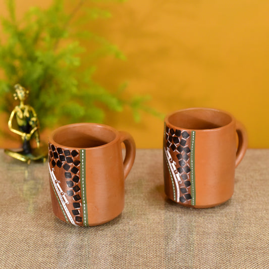 Knosh-1 Earthen Cups with Tribal Motifs (4.5x3x3.6)