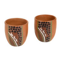 Knosh-6 Earthen Cups with Tribal Motifs (Set of 2)