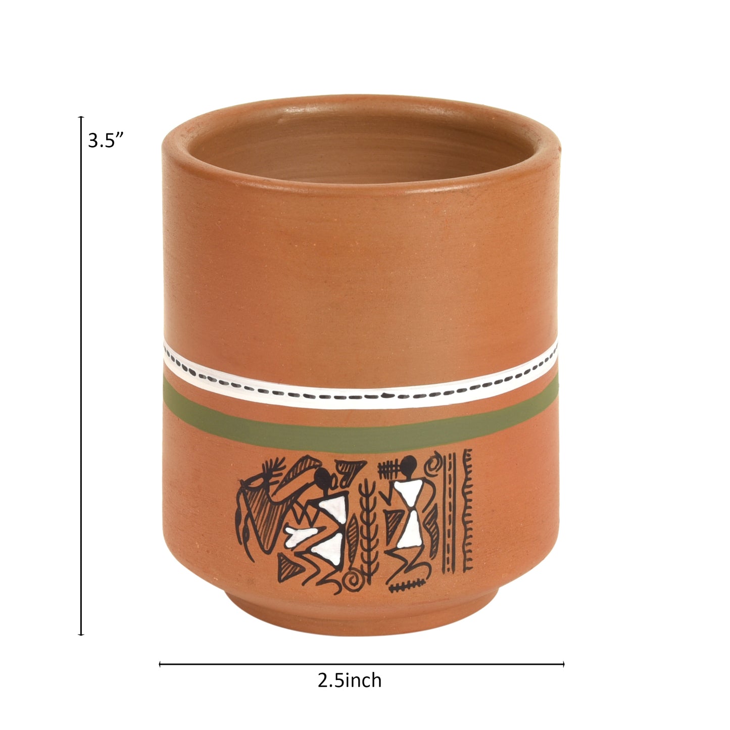 Knosh-C Earthen Mugs with Tribal Motifs (Set of 4)