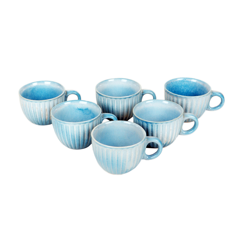 Cyan Blue Tea Cups Set of 6