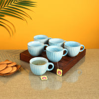 Cyan Blue Tea Cups Set of 6