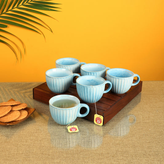 Cyan Blue Tea Cups Set of 6