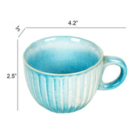 Cyan Blue Tea Cups Set of 6