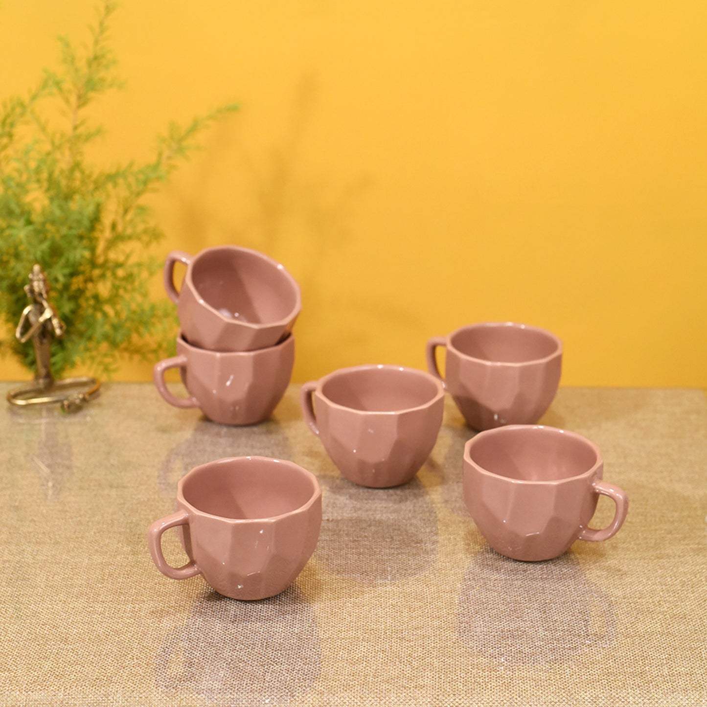 Peachy Dents Tea Cups Set of 6 (4.5 × 3.5 × 2.5 in)