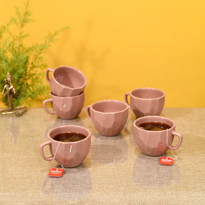 Peachy Dents Tea Cups Set of 6 (4.5 × 3.5 × 2.5 in)