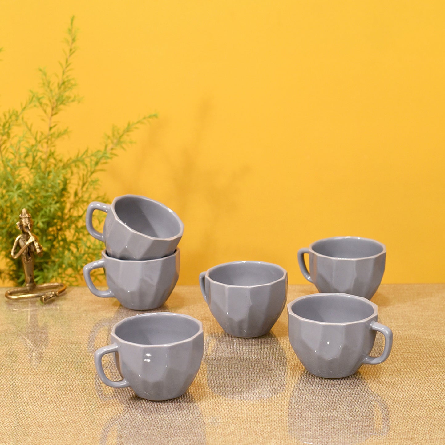 Smokey Dents Tea Cups Set of 6 (4.5 × 3.5 × 2.5 in)